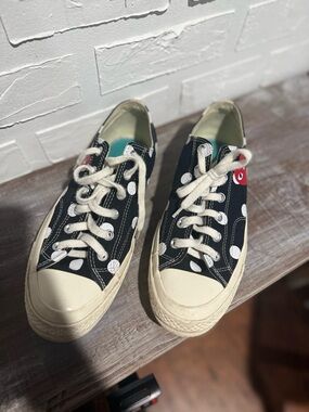Converse x Comme des Garçons black polka dot low top trainers